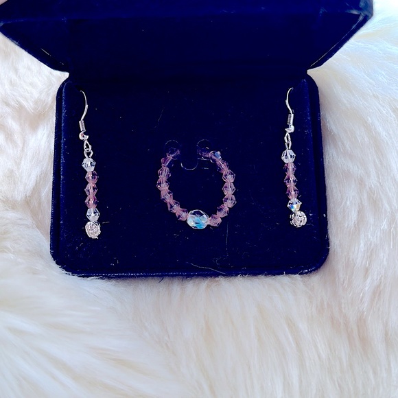 ✨Stunning Dainty 2pc Silver AAA+💎Crystals + Amethyst Diamonds Set 💯%Authentic✨ - Picture 6 of 16